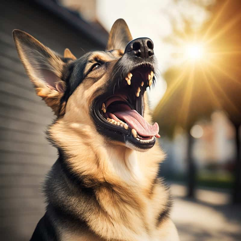 大きな犬が吠える